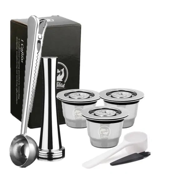 Stainless Steel Refillable Coffee Capsule and Accessories