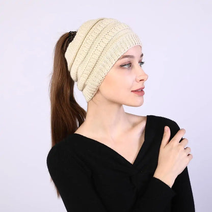 Winter Knitted Ponytail Beanies