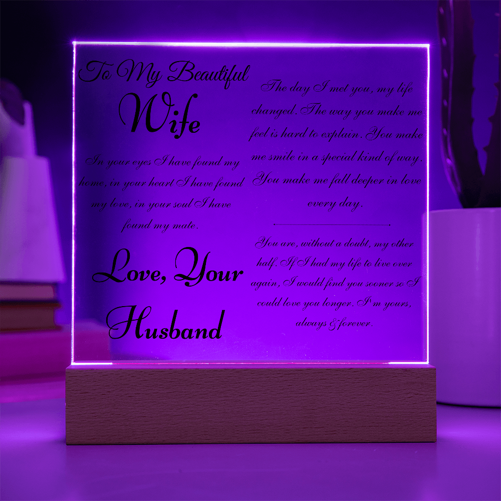 To My Wife - I Would Find You Sooner - Acrylic Sign