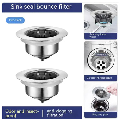 Stainless Steel Sink Drain Cap with Filter Net