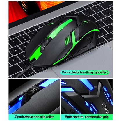 Rainbow Backlit Wired Gaming Keyboard & Mouse