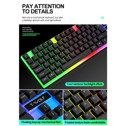 Rainbow Backlit Wired Gaming Keyboard & Mouse